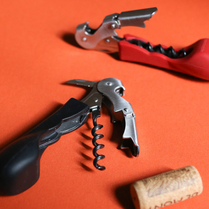 Ergonomic Silicone Handled Corkscrew | Wine Opener: Black