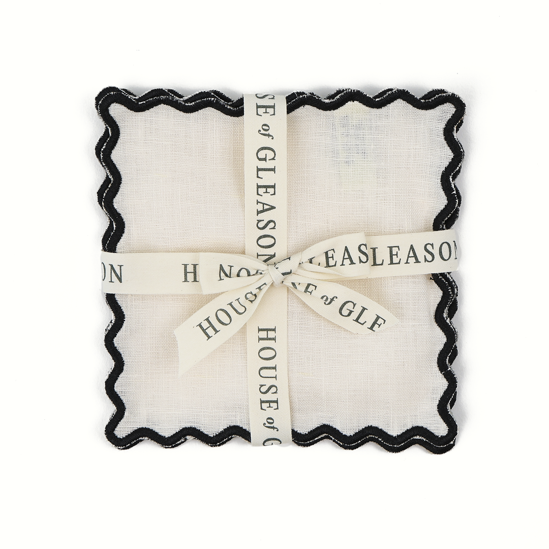 Cream Linen Square Cocktail Napkins - Set of 4