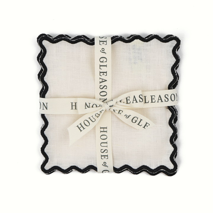 Cream Linen Square Cocktail Napkins - Set of 4