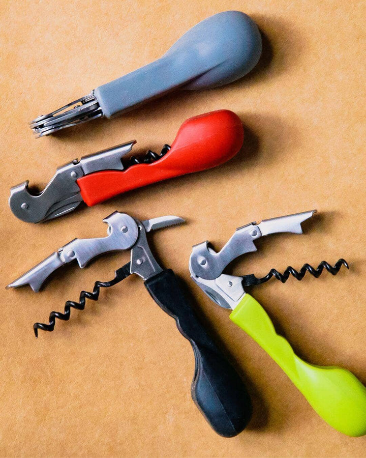 Ergonomic Silicone Handled Corkscrew | Wine Opener: Black