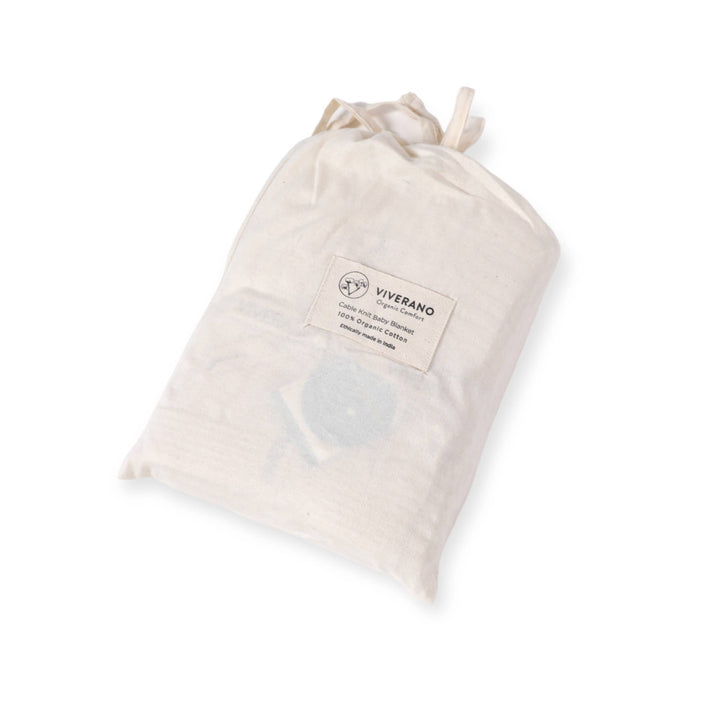 Mini Cable Sweater Knit Baby Blanket (Organic Cotton): Natural