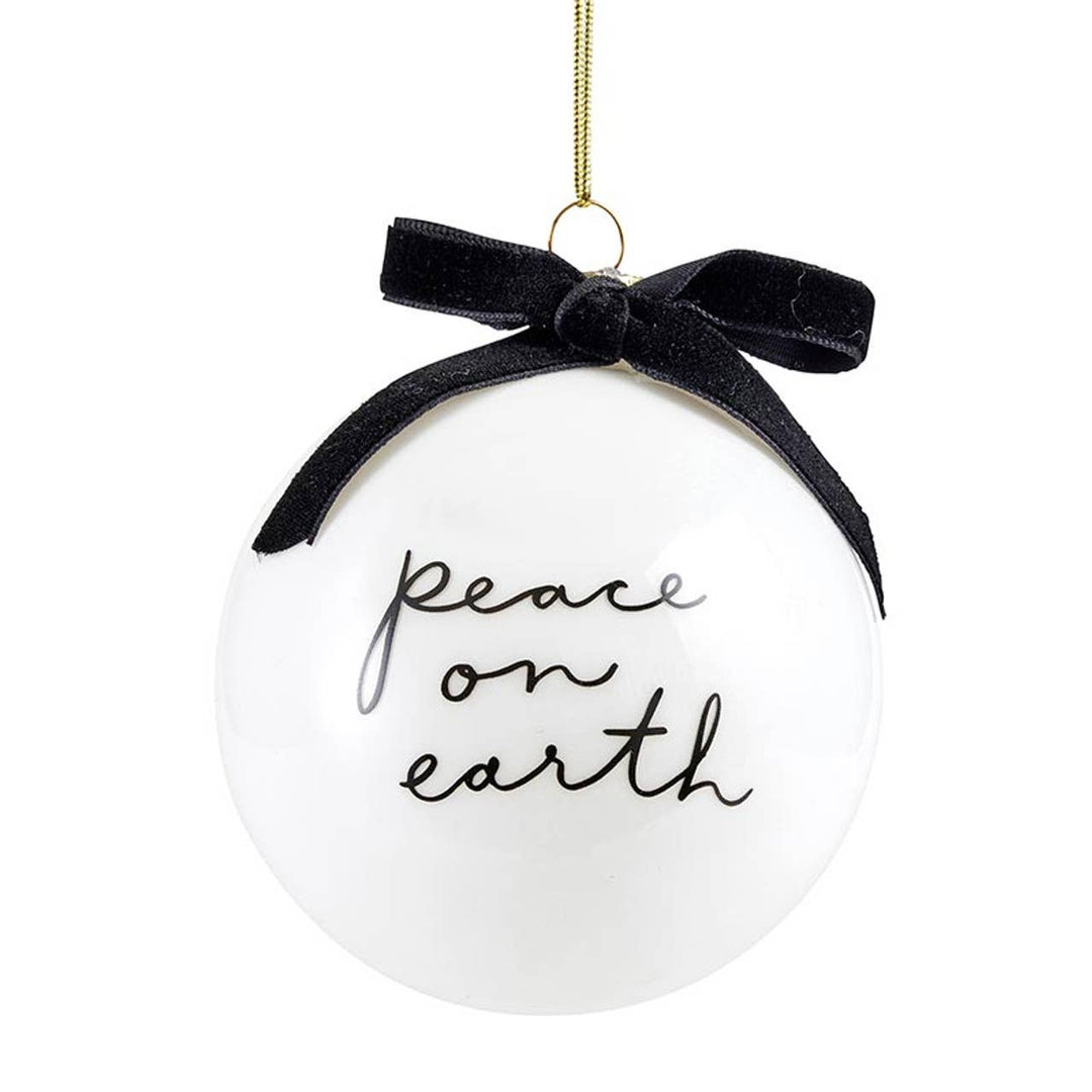 Round white ornament with &