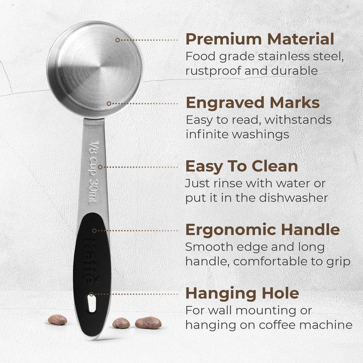 Kaffe Coffee Scoop (1/8 cup / 30ml) Stainless with Silicone