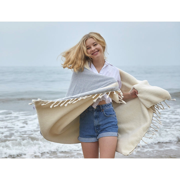 Fleece Wrap Blanket- Sand Beige