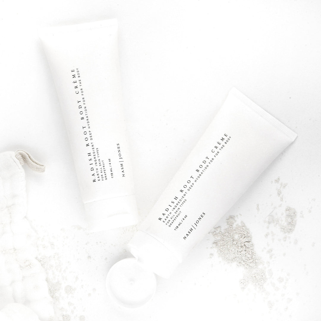 Our velvety smooth Body Crème uses a rich and luxurious formula to nourish dry skin plus a faint citrus/grapefruit scent from essential oils.    4 oz in a super soft tube in a box.