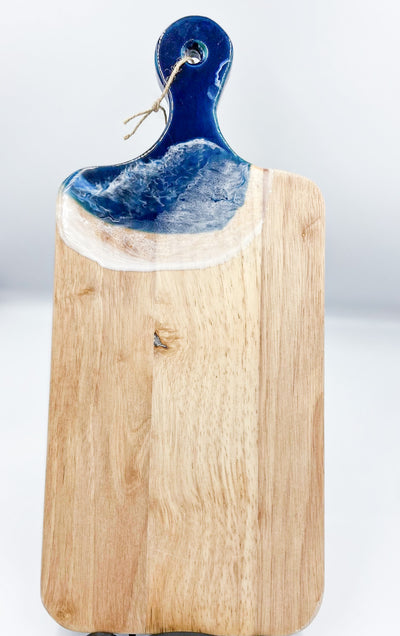 Gorgeous deep blue Large cheese and charcuterie board (18" x 8").  This beautiful board is functional art at it's best.  It will surely make a statement in your home.   