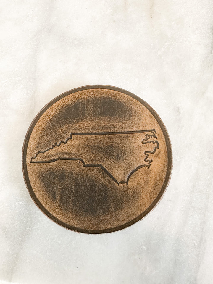 North Carolina Leather Coaster Set