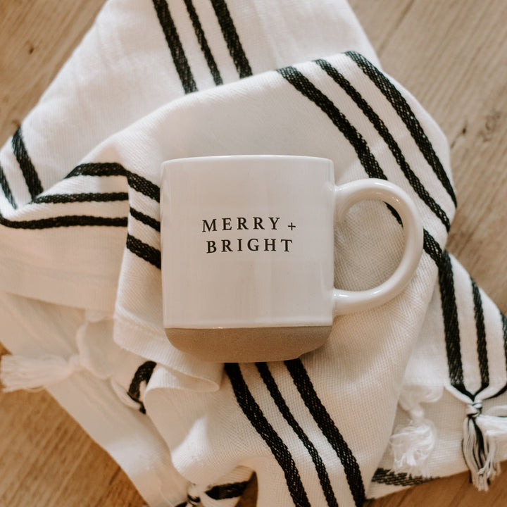 Merry and Bright - Cream Stoneware Coffee Mug - 14 oz