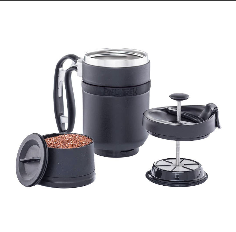 Newly re-designed with spill-proof press/drink lid, durable textured paint finish, and laser-welded handle, the new Double Shot also features Brü-Stop press technology for a perfectly smooth brew, anytime, anywhere!