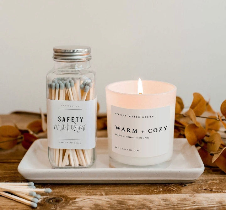Warm and Cozy Soy Candle - White Jar - 11 oz