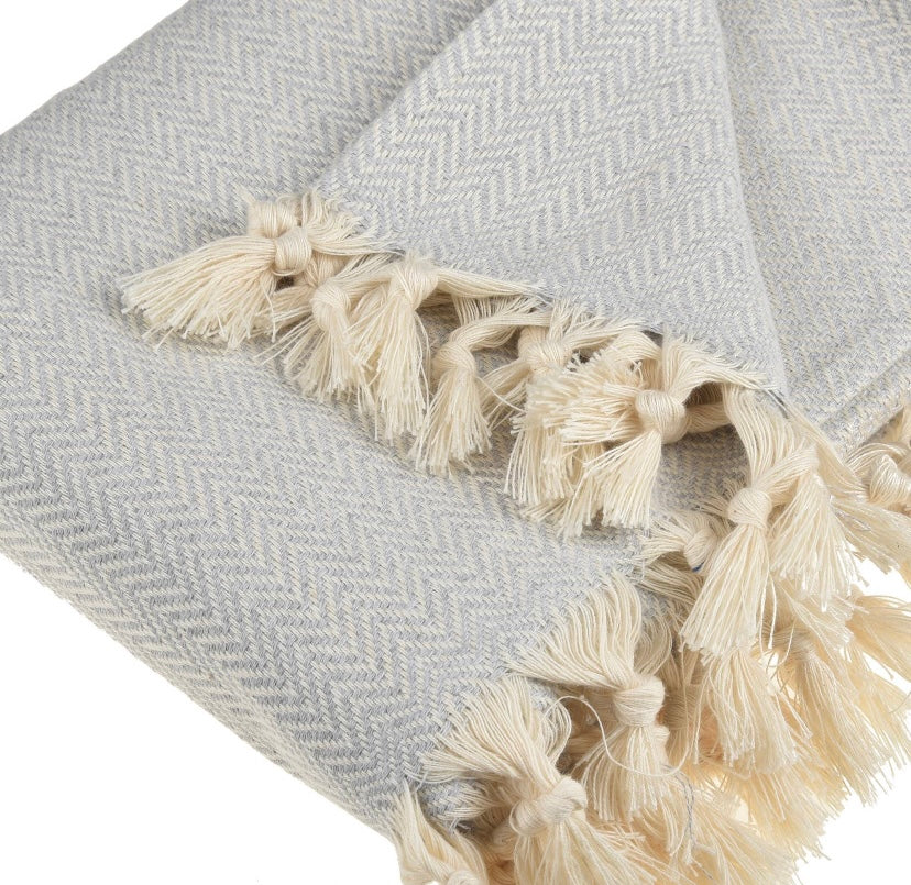 This gray 100% pure cotton throw is so soft and versatile.  It can be used as a light throw blanket, bath towel, beach or pool towel, picnic blanket, etc... Being so thin makes it very easy to carry around, keep it in the car or a backpack.  This pesthemal is highly absorbent and incredibly fast drying.  Its construction and unique material makes it thin, quick dry and multipurpose.  Unlike towels and blankets, it is very easy to carry around and is a must have item wherever you are headed!  Size: 72"x50"